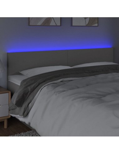 Testiera a LED Grigio 200x5x78/88 cm in Similpelle