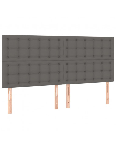 Testiera a LED Grigio 200x5x118/128cm in Similpelle