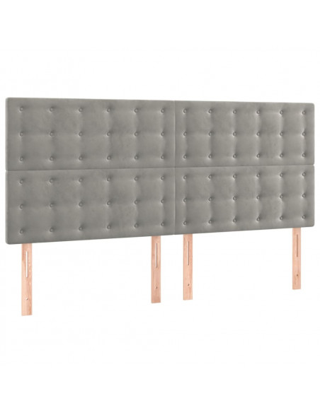 Testiera a LED Grigio Chiaro 200x5x118/128 cm in Velluto
