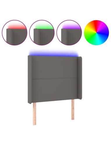 Testiera a LED Grigio 103x16x118/128cm in Similpelle