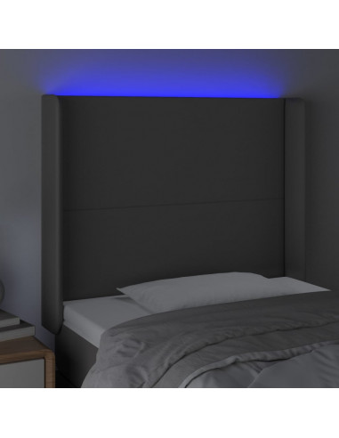 Testiera a LED Grigio 103x16x118/128cm in Similpelle