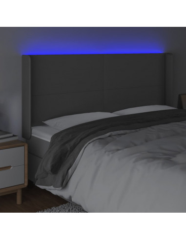 Testiera a LED Grigio 203x16x118/128 cm in Similpelle