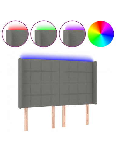 Testiera a LED GrigioScuro 147x16x118/128cm inTessuto