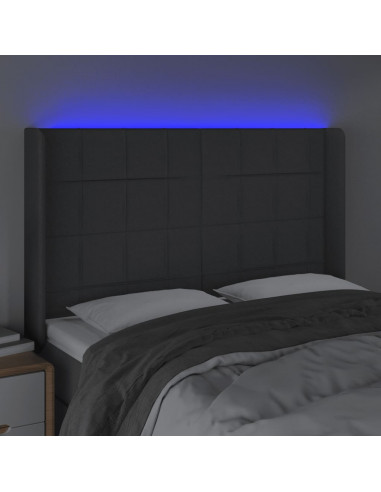 Testiera a LED GrigioScuro 147x16x118/128cm inTessuto