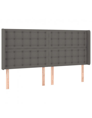 Testiera a LED Grigio 203x16x118/128 cm in Similpelle