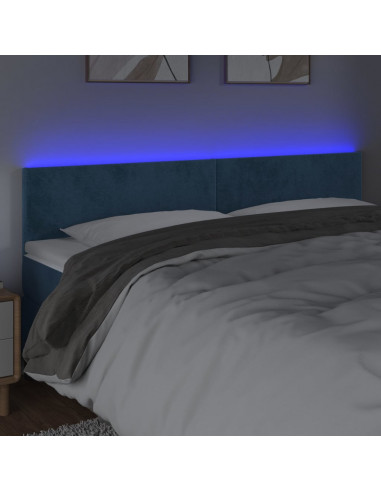 Testiera a LED Blu Scuro 200x5x78/88 cm in Velluto