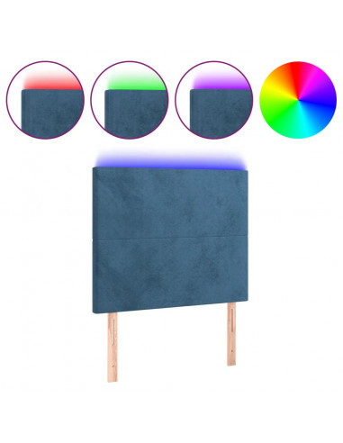 Testiera a LED Blu Scuro 100x5x118/128 cm in Velluto