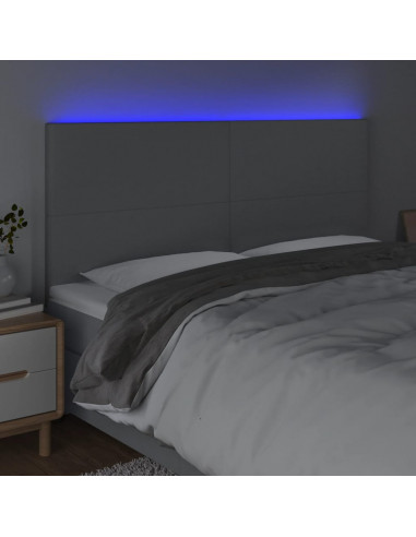 Testiera a LED Grigio Chiaro 200x5x118/128 cm in Tessuto