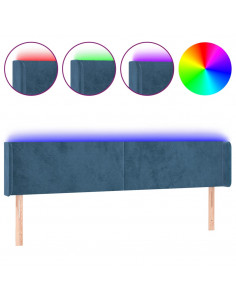 Testiera a LED Blu Scuro 203x16x78/88 cm in Velluto 2