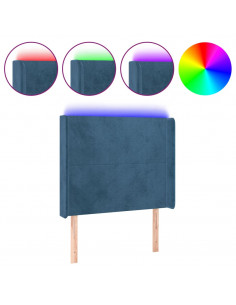 Testiera a LED Blu Scuro 103x16x118/128 cm in Velluto 2