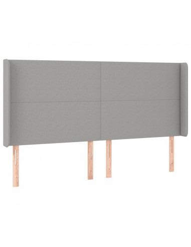 Testiera a LED Grigio Chiaro 203x16x118/128 cm in Tessuto