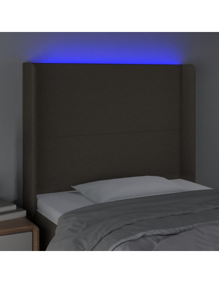 Testiera a LED Tortora 103x16x118/128 cm in Tessuto