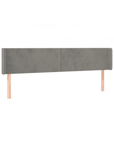 Testiera ad Orecchio Grigio Chiaro 183x16x78/88 cm in Velluto