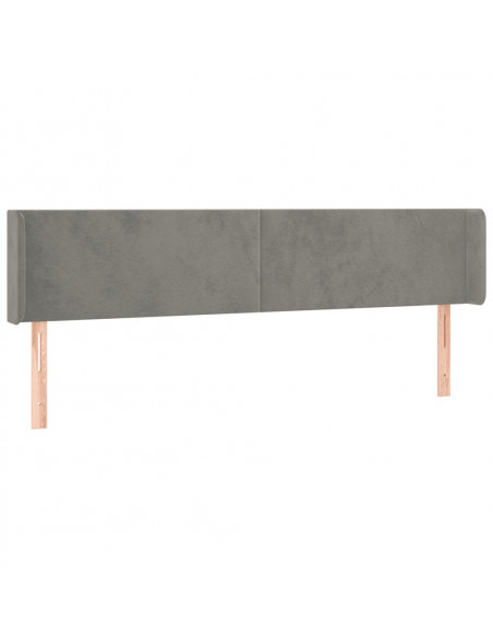 Testiera ad Orecchio Grigio Chiaro 183x16x78/88 cm in Velluto