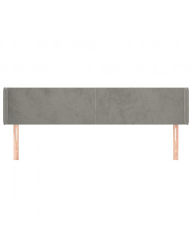 Testiera ad Orecchio Grigio Chiaro 183x16x78/88 cm in Velluto