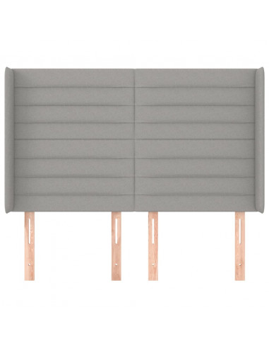 Testiera ad Orecchio Grigio Chiaro 147x16x118/128 cm in Tessuto