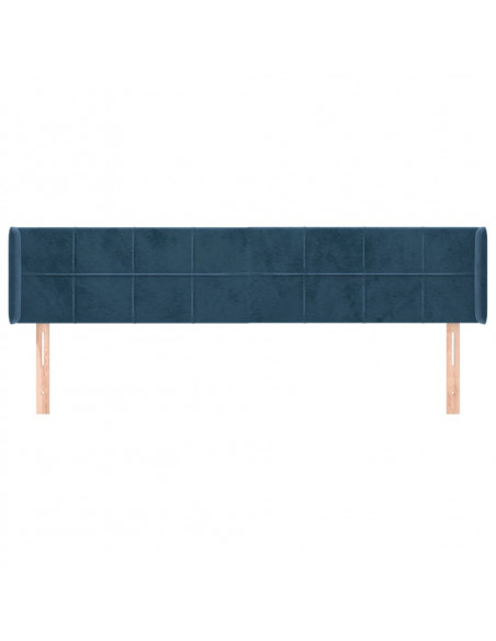 Testiera ad Orecchio Blu Scuro 203x16x78/88 cm in Velluto
