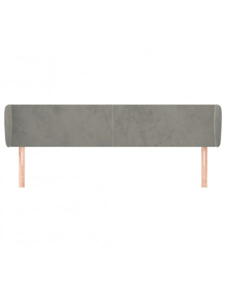 Testiera ad Orecchio Grigio Chiaro 183x23x78/88 cm in Velluto