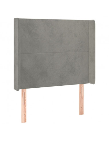 Testiera ad Orecchio Grigio Chiaro 93x16x118/128 cm in Velluto