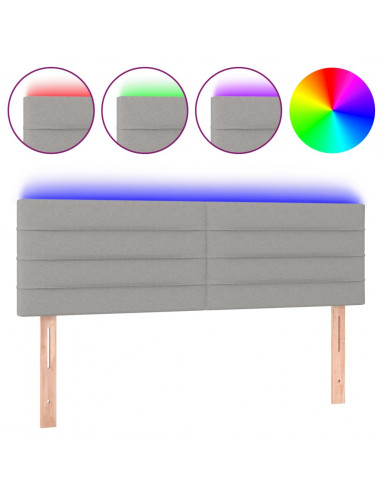 Testiera a LED Grigio Chiaro 144x5x78/88 cm in Tessuto