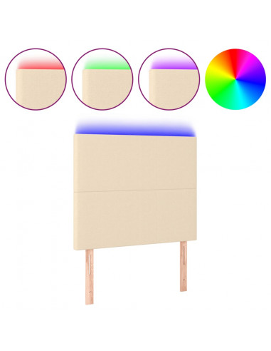 Testiera a LED crema 90x5x118/128 cm in Tessuto