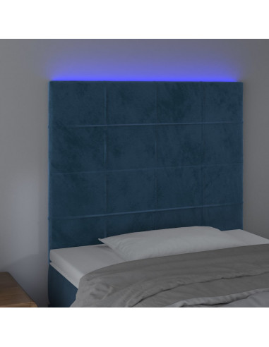 Testiera a LED Blu Scuro 100x5x118/128 cm in Velluto