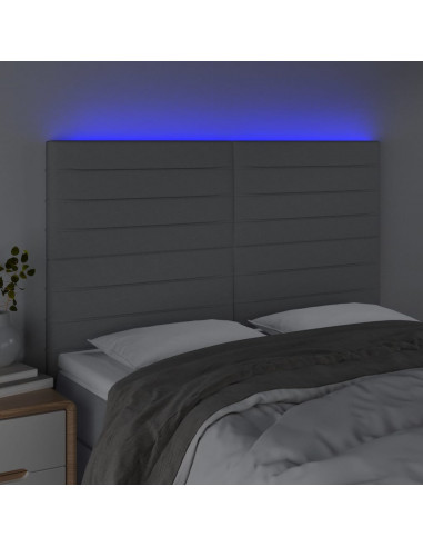 Testiera a LED Grigio Chiaro 144x5x118/128 cm in Tessuto