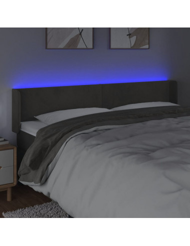 Testiera a LED Grigio Scuro 203x16x78/88 cm in Velluto