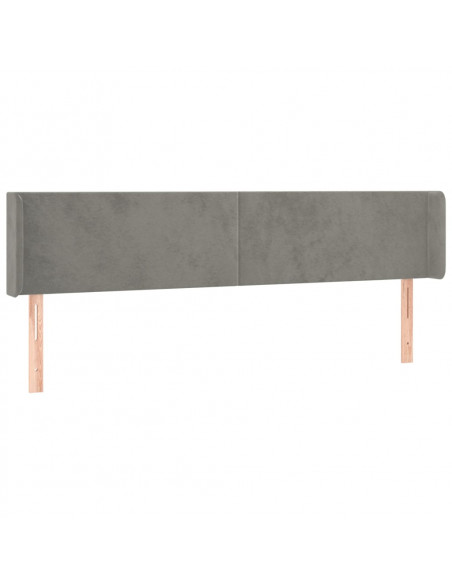 Testiera a LED Grigio Chiaro 183x16x78/88 cm in Velluto