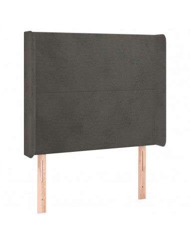 Testiera a LED Grigio Scuro 103x16x118/128cm in Velluto