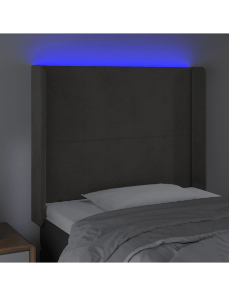 Testiera a LED Grigio Scuro 103x16x118/128cm in Velluto