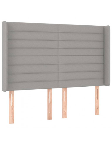 Testiera a LED Grigio Chiaro 147x16x118/128 cm in Tessuto