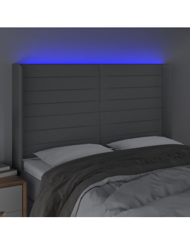 Testiera a LED Grigio Chiaro 147x16x118/128 cm in Tessuto