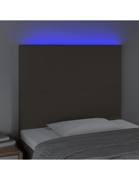 Testiera a LED tortora 90x5x118/128 cm in Tessuto