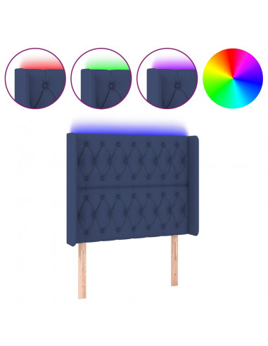 Testiera a LED Blu 93x16x118/128 cm in Tessuto