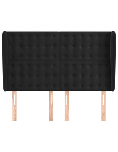 Testiera ad Orecchio Nera 147 x 23 x 118/128 cm in Velluto