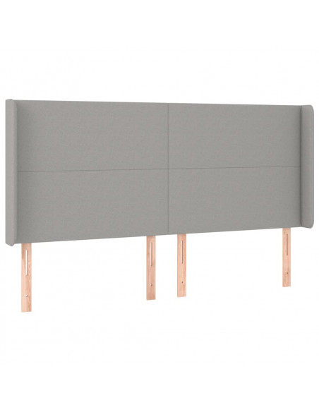 Testiera ad Orecchio Grigio Chiaro 183x16x118/128 cm in Tessuto