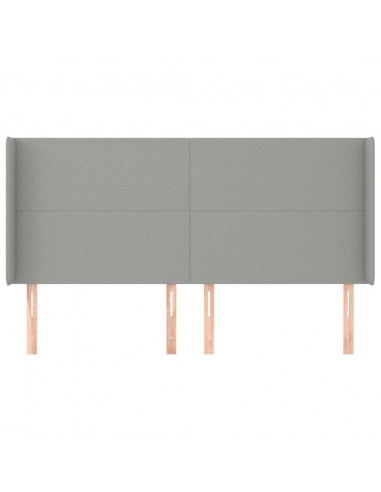 Testiera ad Orecchio Grigio Chiaro 183x16x118/128 cm in Tessuto