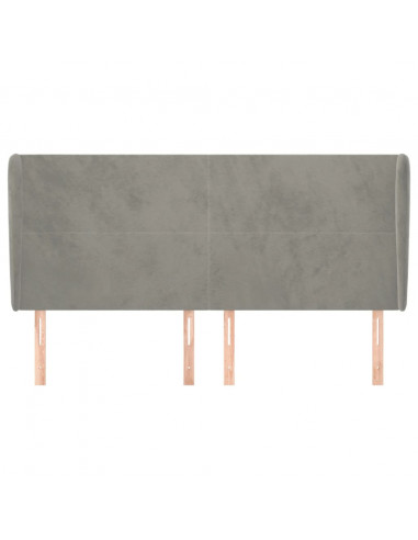 Testiera ad Orecchio Grigio Chiaro 183x23x118/128 cm in Velluto