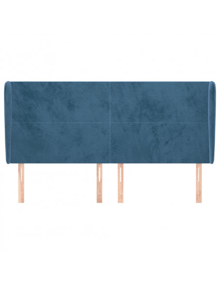 Testiera ad Orecchio Blu Scuro 203x23x118/128 cm in Velluto