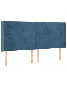 Testiera ad Orecchio Blu Scuro 203x23x118/128 cm in Velluto 2