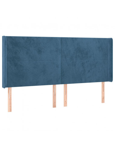 Testiera ad Orecchio Blu Scuro 203x23x118/128 cm in Velluto