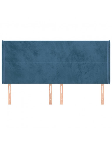 Testiera ad Orecchio Blu Scuro 203x23x118/128 cm in Velluto