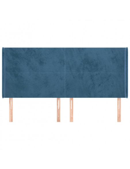 Testiera ad Orecchio Blu Scuro 203x23x118/128 cm in Velluto