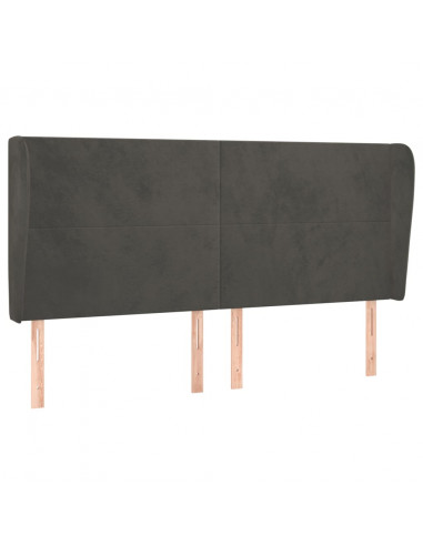 Testiera ad Orecchio GrigioScuro 203x23x118/128cm in Velluto