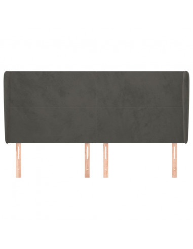 Testiera ad Orecchio GrigioScuro 203x23x118/128cm in Velluto