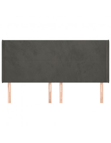 Testiera ad Orecchio GrigioScuro 203x16x118/128cm in Velluto