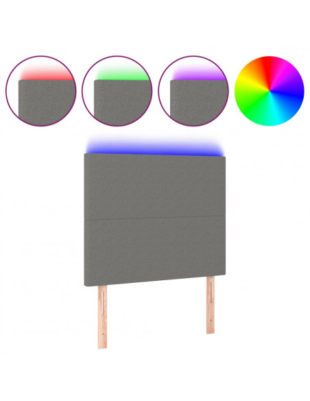 Testiera a LED Grigio Scuro 90x5x118/128 cm in Tessuto