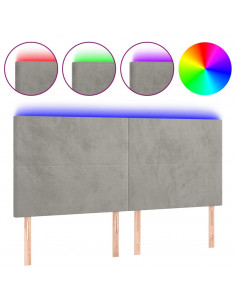 Testiera a LED Grigio Chiaro 180x5x118/128 cm in Velluto 2