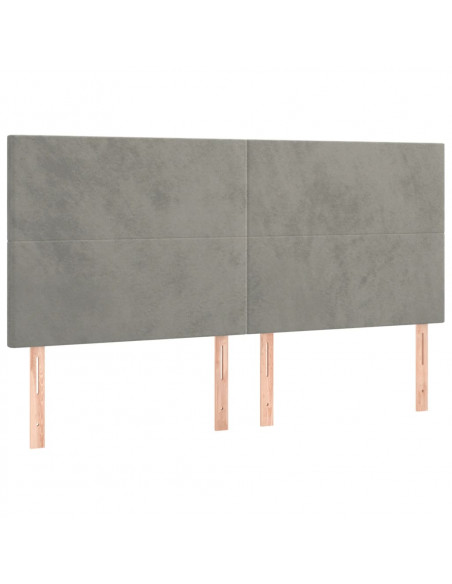 Testiera a LED Grigio Chiaro 180x5x118/128 cm in Velluto